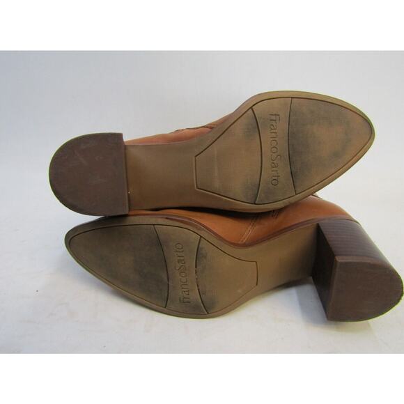 Franco Sarto Womens Size 8 Brown Leather Zip Buckle Ankle Fashion Boots Booties - Picture 9 of 11